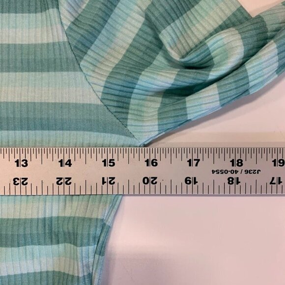 Cali Be Women's Striped Ribbed Mock Neck Long Sleeve‎ Top in Light Blue SZ L NWT - Picture 10 of 11